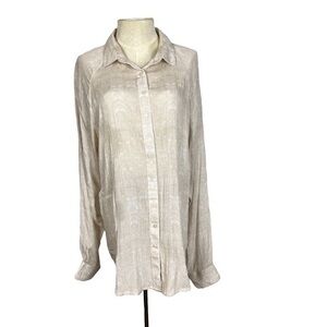 Prana Button Down size XL Pocket Long Sleeve Beige Top
